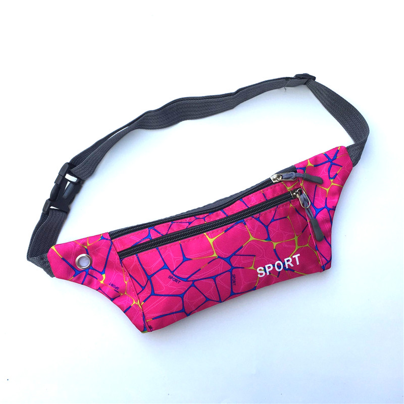 Stylish printed Fanny pack travel bag sports belt outdoor hiking camping equipment running mobile phone key storage bag