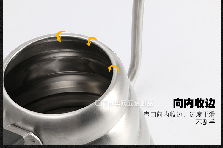 Pot 304 Stainless Steel Hand Wash Pot Fine Mouth Coffee Pot Sanding Large Capacity Thermometer 1l12 NarrowMouth Pot