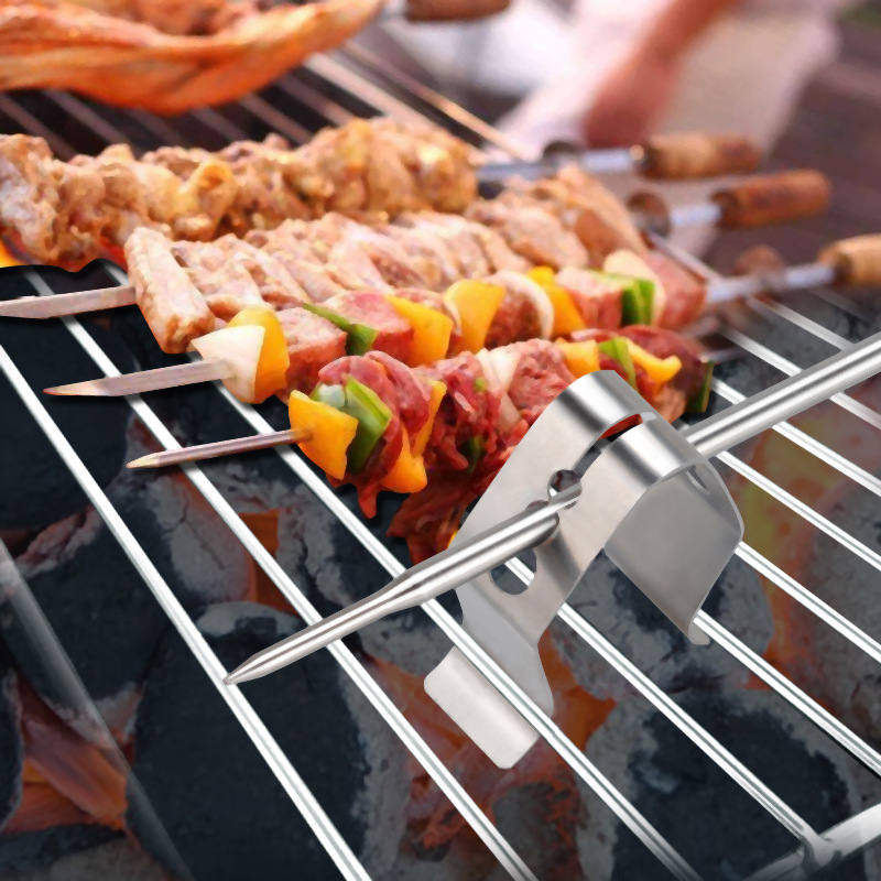 3-Hole Barbecue Probe Clip Household Food Thermometer Porous Temperature Clamp Kitchen BBQ Grill Rack Probe Anchor Clip