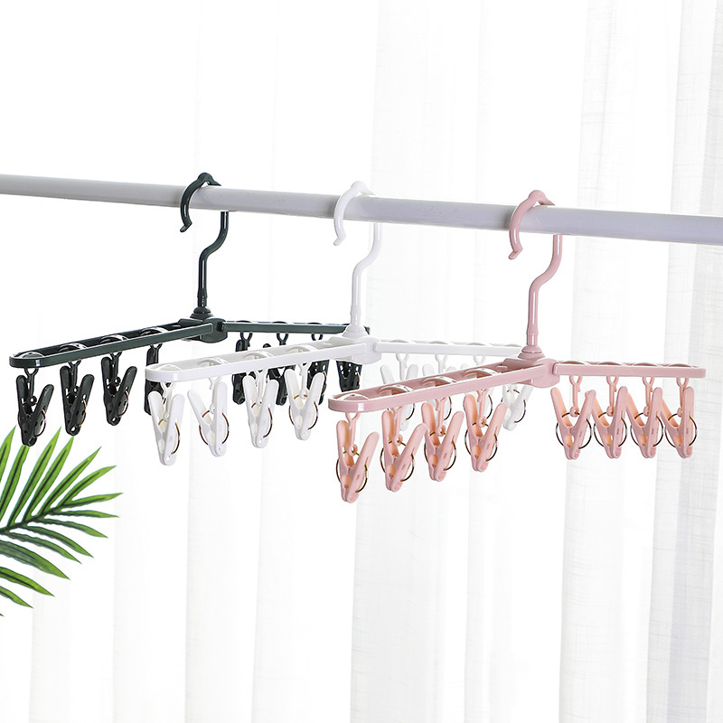 Clothes hanger Household multi-clip Clothes folding multi-function Portable Plastic underwear windproof clip 