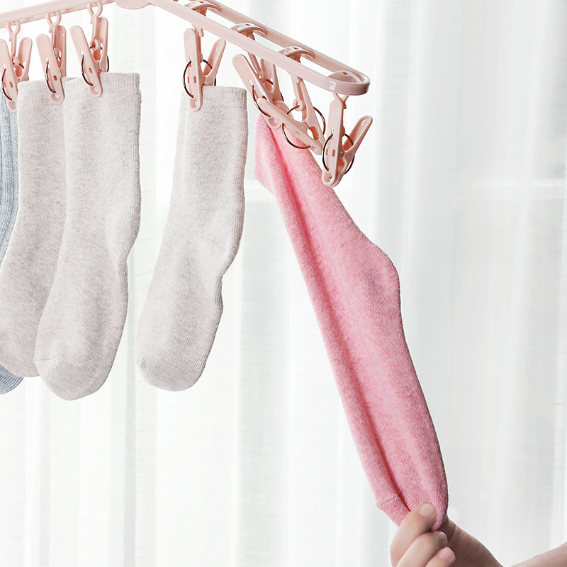 Clothes hanger Household multi-clip Clothes folding multi-function Portable Plastic underwear windproof clip 
