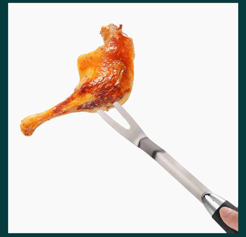 BBQ Plastic Handle Stainless Steel Combination Barbecue Fork Shovel Clip ThreePiece Set Accessories Barbecue Tools