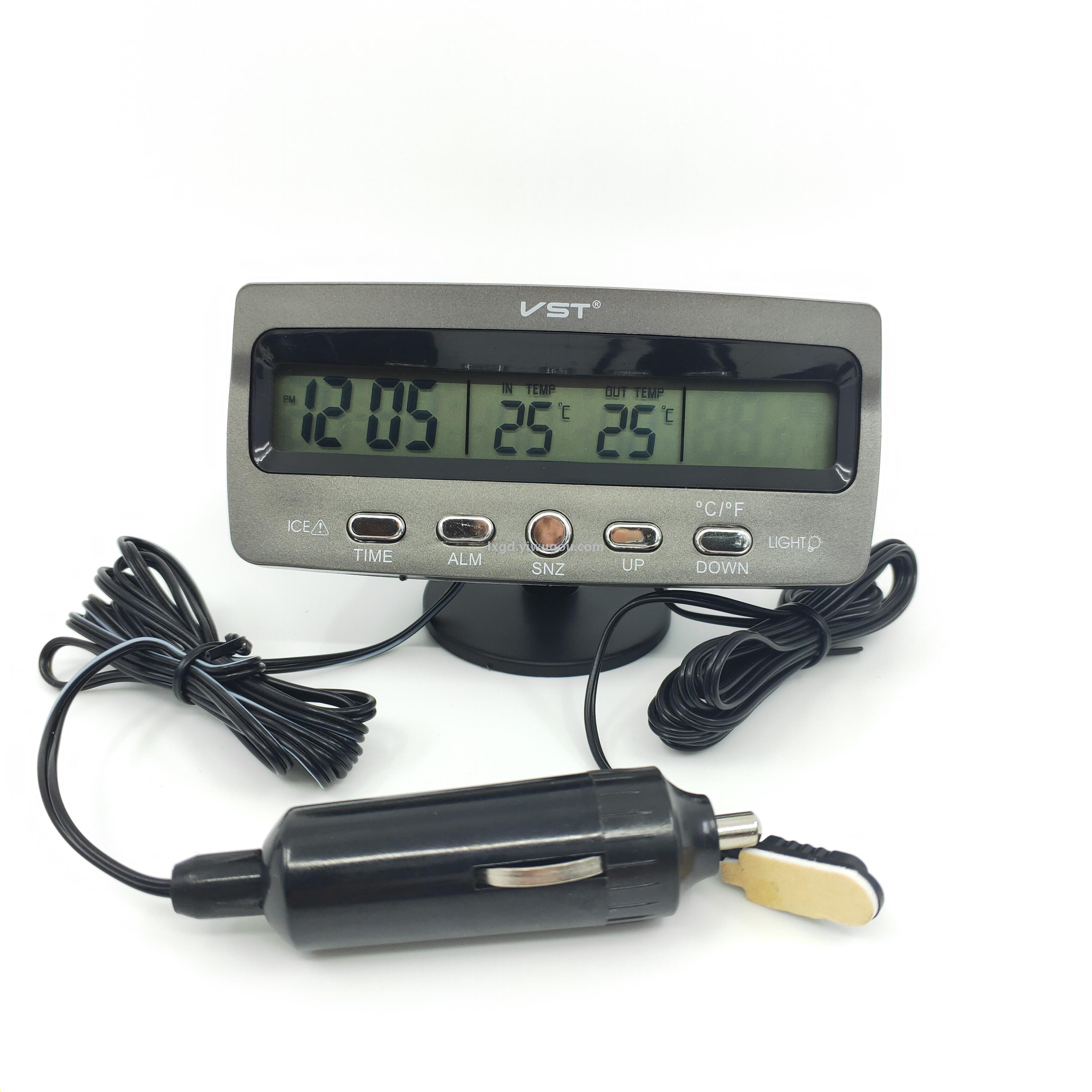 VST-7045V Car Electronic Clock Voltmeter Indoor and Outdoor Thermometer Three-in-One Alarm Clock LCD Backlight