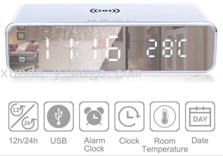 Multifunctional Wireless Charger Alarm Clock, Clock, Thermometer Wireless Charger Desktop Wireless Charger Multifunctional Wireless Charger Alarm Clock, Clock, Thermometer Wireless Charger Desktop Wireless Charger