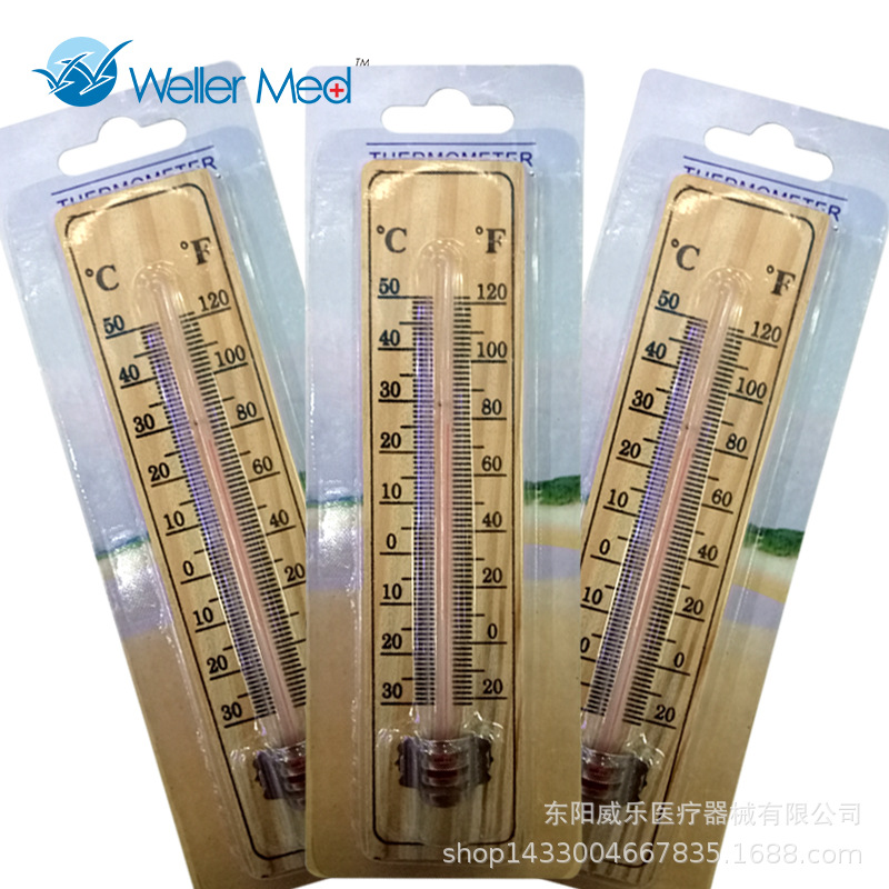 Small wooden thermometer with large thermometer 