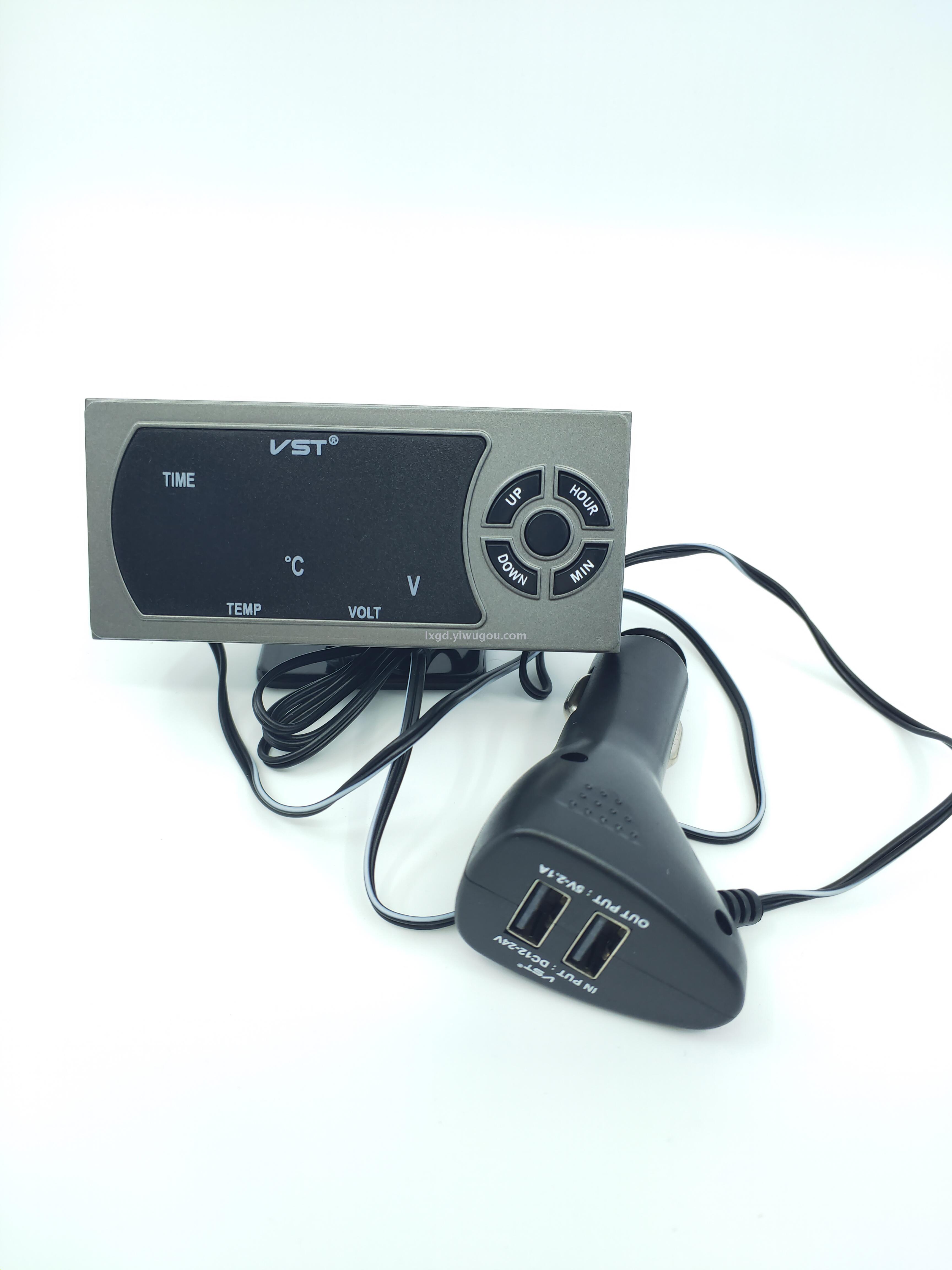 VST-815 Multi-Function Car Electronic LED Clock Voltmeter Indoor and Outdoor Thermometer Three-in-One