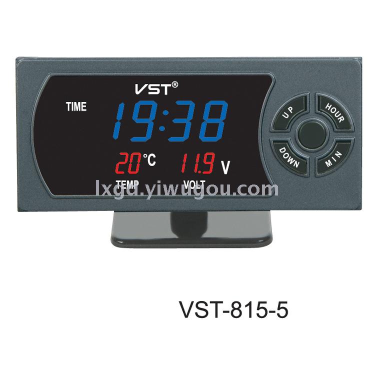 VST-815 Multi-Function Car Electronic LED Clock Voltmeter Indoor and Outdoor Thermometer Three-in-One