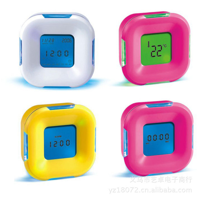 Colorful fashion sense all around the clock alarm clock thermometer four countdown clock