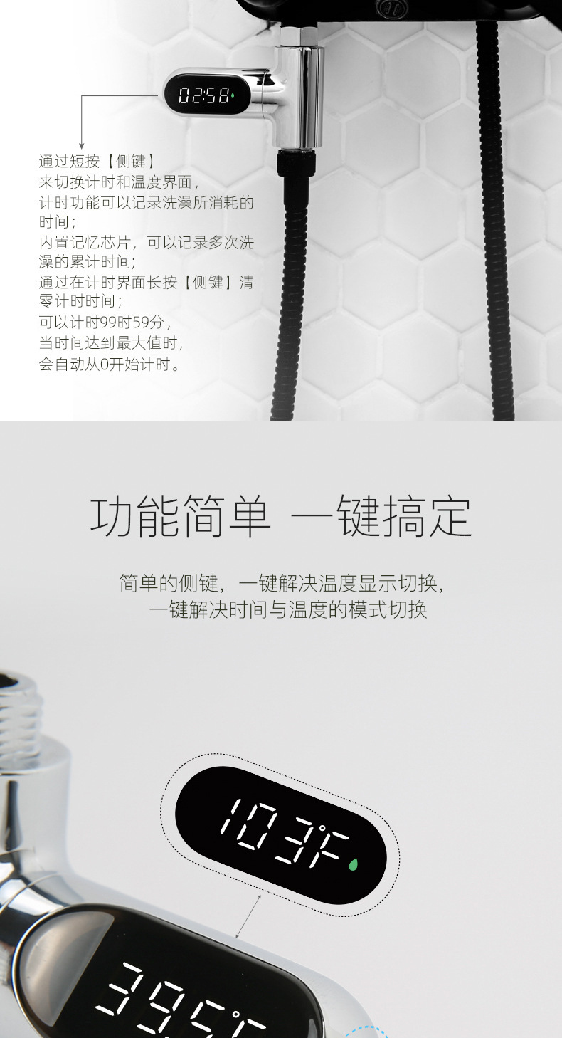 Zhiwen Passive Led Water Thermometer Electronic Faucet Baby Bath Bath Creative Shower Thermometer