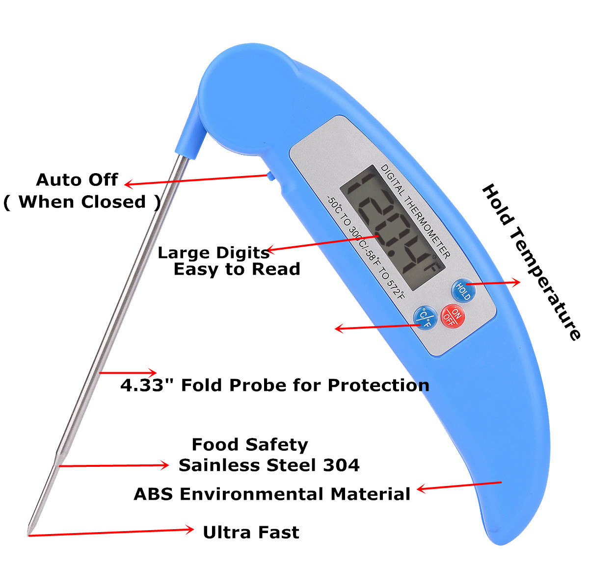 Folding Probe Barbecue Barbecue Thermometer Kitchen Food Electron Spectrum Thermometer