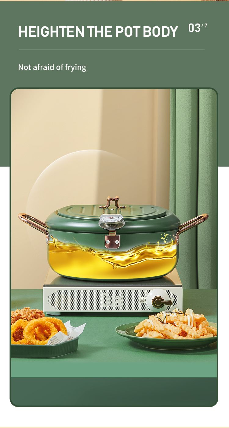 Deep Frying Pan with Lid Temperature Control Japanese Style Tempura Small Deep Frying Pan with Thermometer Induction Cooker Universal Factory Direct Supply Deep Frying Pan with Lid Temperature Control Japanese Style Tempura Small Deep Frying Pan with Thermometer Induction Cooker Universal Factory Direct Supply