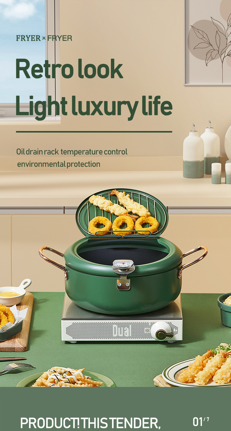Deep Frying Pan with Lid Temperature Control Japanese Style Tempura Small Deep Frying Pan with Thermometer Induction Cooker Universal Factory Direct Supply Deep Frying Pan with Lid Temperature Control Japanese Style Tempura Small Deep Frying Pan with Thermometer Induction Cooker Universal Factory Direct Supply