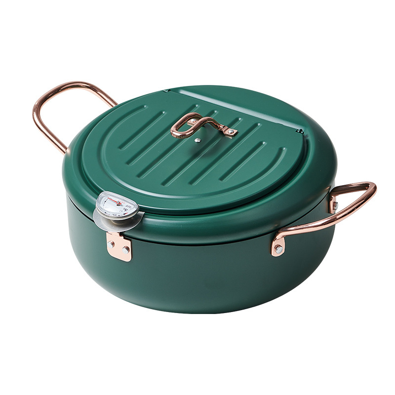 Deep Frying Pan with Lid Temperature Control Japanese Style Tempura Small Deep Frying Pan with Thermometer Induction Cooker Universal Factory Direct Supply