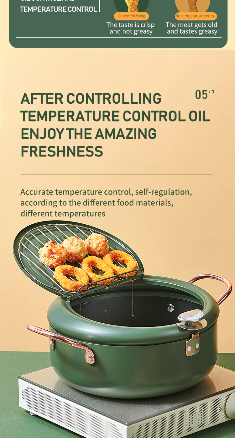 Deep Frying Pan with Lid Temperature Control Japanese Style Tempura Small Deep Frying Pan with Thermometer Induction Cooker Universal Factory Direct Supply Deep Frying Pan with Lid Temperature Control Japanese Style Tempura Small Deep Frying Pan with Thermometer Induction Cooker Universal Factory Direct Supply
