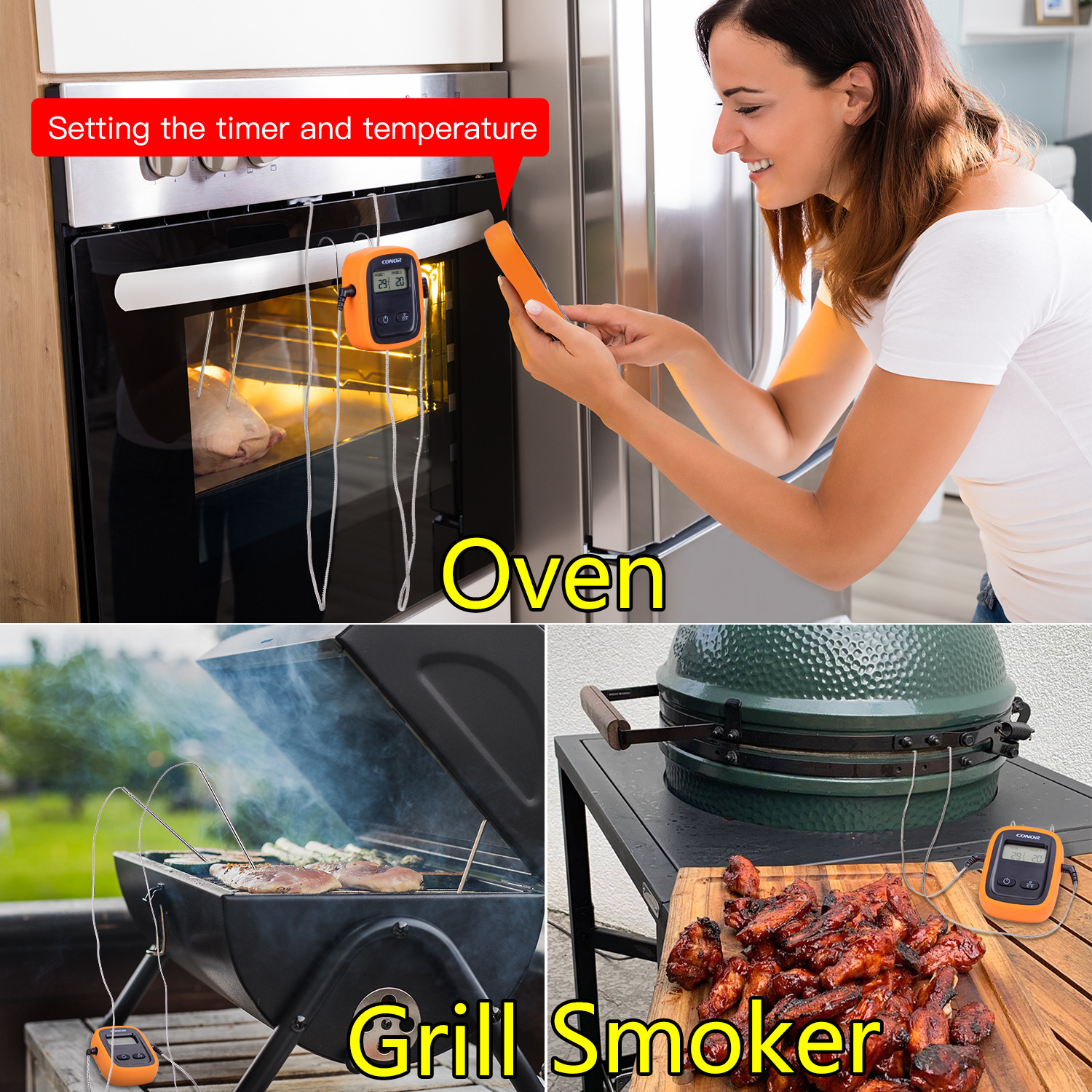 Barbecue Thermometer Oven High Temperature Baking Timing Thermometer BBQ Barbecue Probe Type BBQ Barbecue Thermometer