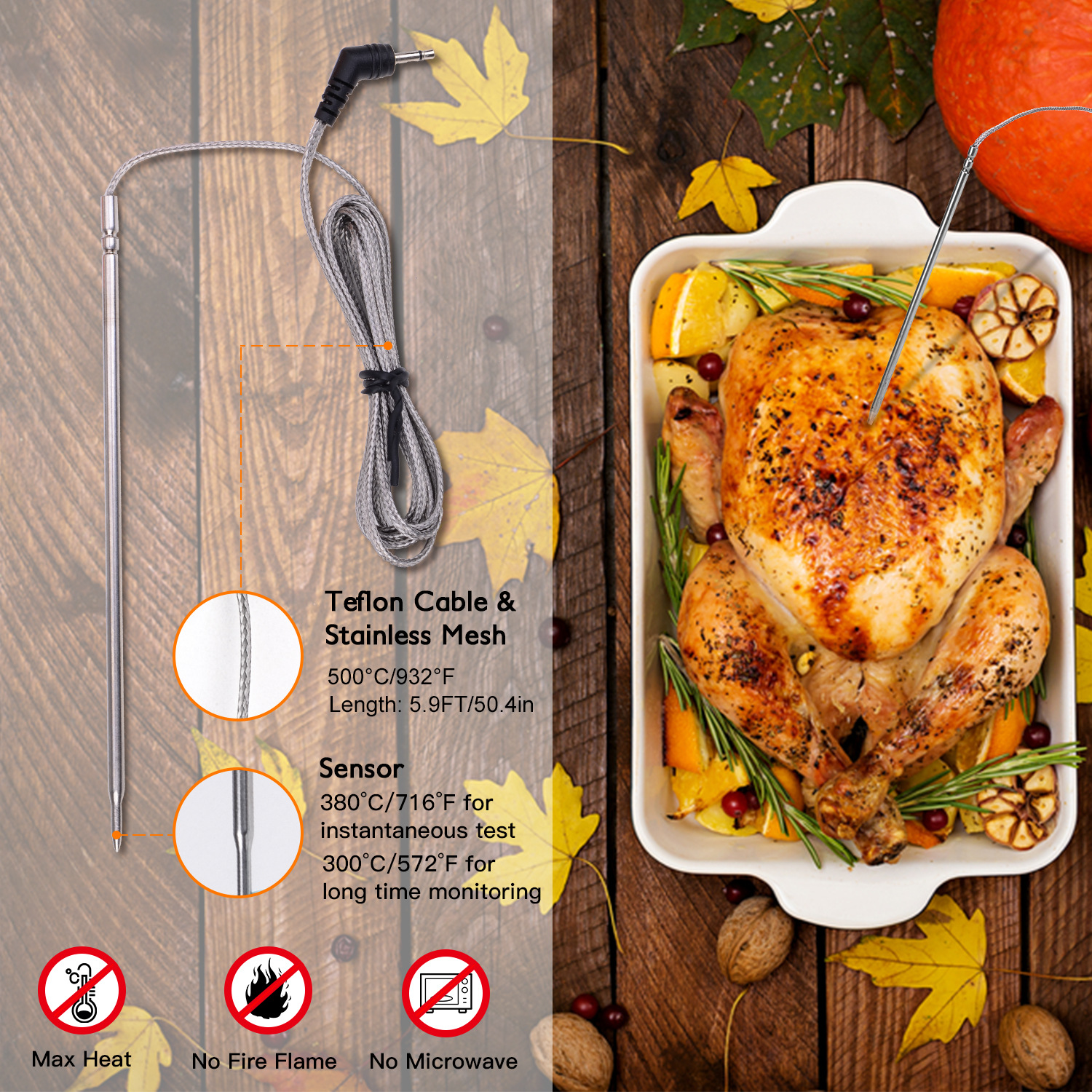 Barbecue Thermometer Oven High Temperature Baking Timing Thermometer BBQ Barbecue Probe Type BBQ Barbecue Thermometer