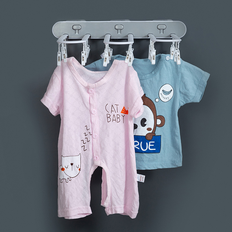 Cross-Border Multi-Functional Folding Socks Rack Drying Pants Drying Hook Plastic Clip Children&#039;s Hanger Punch-Free Wall Hanger