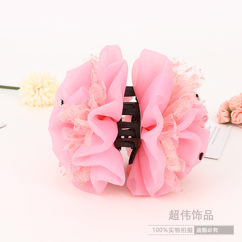 Yarn Root Gauze Art Hair Grip Plastic Clip Handmade Homemade European and American Middle East Muslim Style 16cm