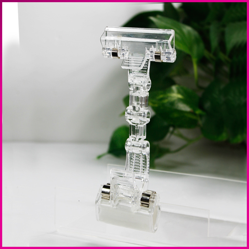 Plastic Clip Transparent Rotating Crystal Clip Factory Wholesale PC Supermarket Creative Advertising Clip Mechanical Shelf Customizable