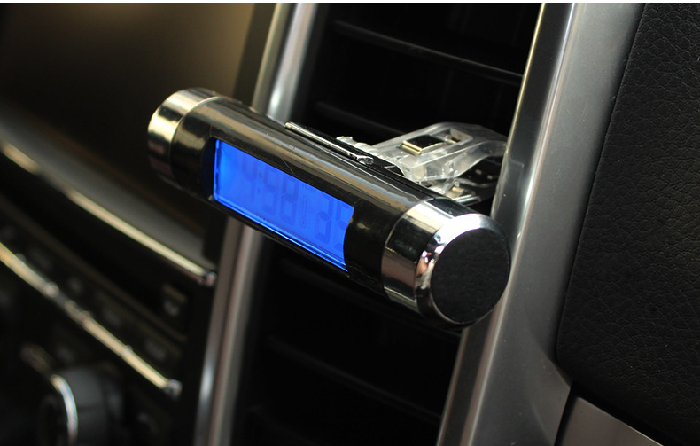 Car Supplies K01 Air Outlet Thermometer Electronic Clock Two-in-One Led Digital Display Thermometer Blue Backlight Car Supplies K01 Air Outlet Thermometer Electronic Clock Two-in-One Led Digital Display Thermometer Blue Backlight