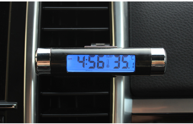 Car Supplies K01 Air Outlet Thermometer Electronic Clock Two-in-One Led Digital Display Thermometer Blue Backlight Car Supplies K01 Air Outlet Thermometer Electronic Clock Two-in-One Led Digital Display Thermometer Blue Backlight