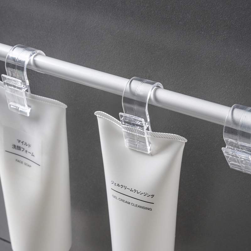 Japanese-Style Transparent Clip Hook Multi-Purpose Plastic Clip Facial Cleanser Toothpaste Clip Bathroom Hanging Storage Clip