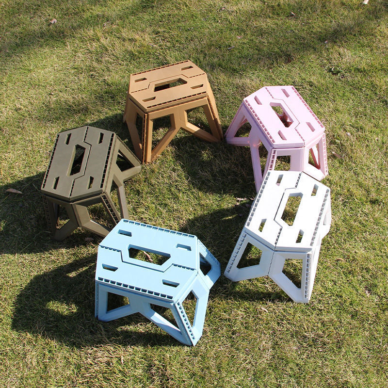 Folding Stool New Extra Thick Plastic Folding Stool Sub Home Chair Mazar Children&#039;s Small Bench Portable Stool Amazon