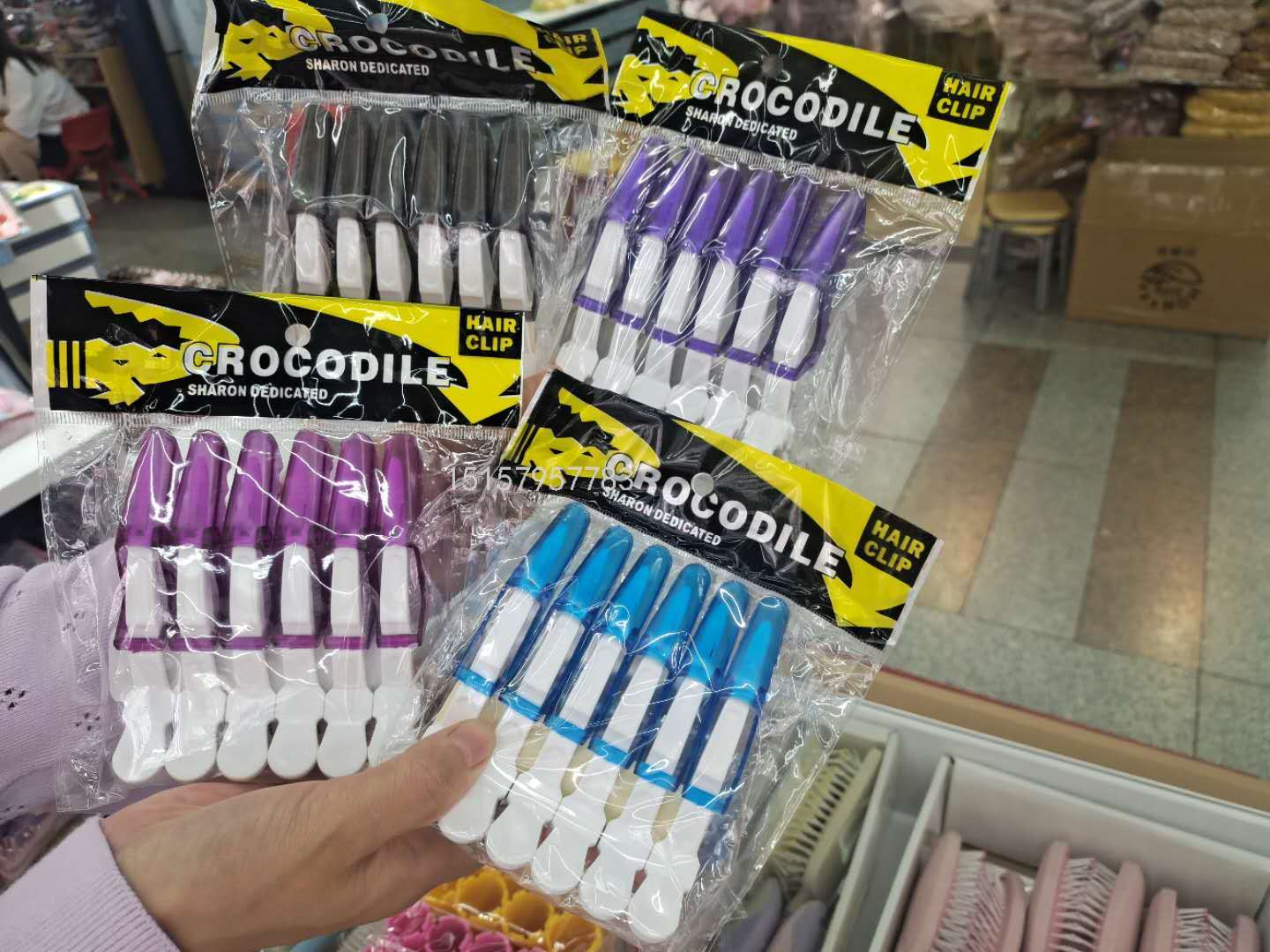 Korean Hairpin Duckbill Clip Pointed Plastic Clip Split Clip Word Clip Hair Clip Two-Color Crocodile Hair Clip