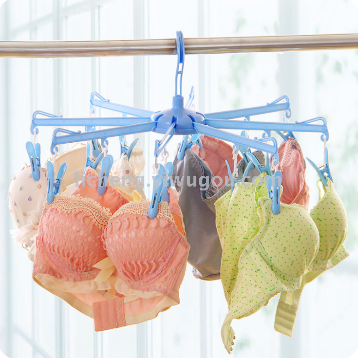 Windproof plastic clip drying rack folding travel portable hanger rack plastic hanger