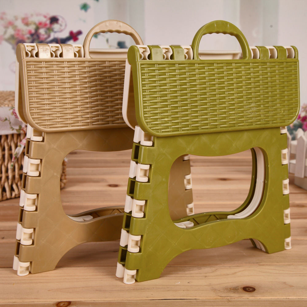 New Bamboo Stool Large Plastic Folding Stool Thickened Portable Stool Home Daily Small Bench Wholesale