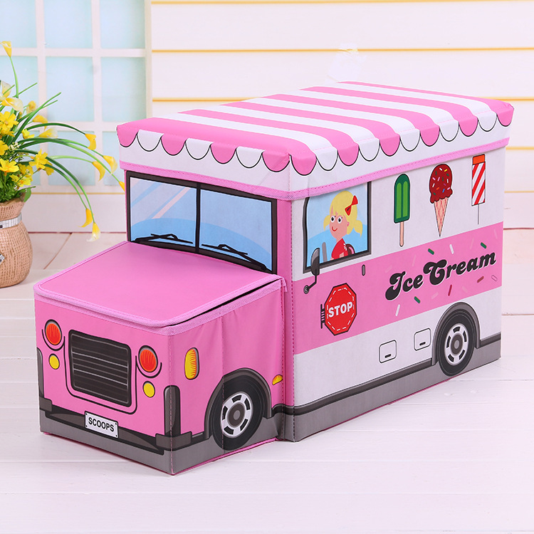 Folding cartoon car storage stool children's toy car head storage stool Folding cartoon car storage stool children's toy car head storage stool