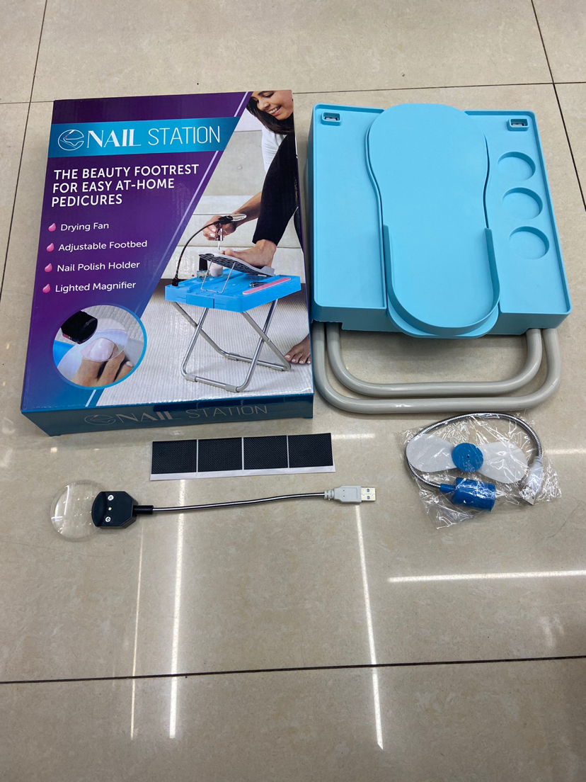 New Lamp Folding Nail Stool Manicure Nail Belt Fan Magnifying Glass Household Nail Pedal