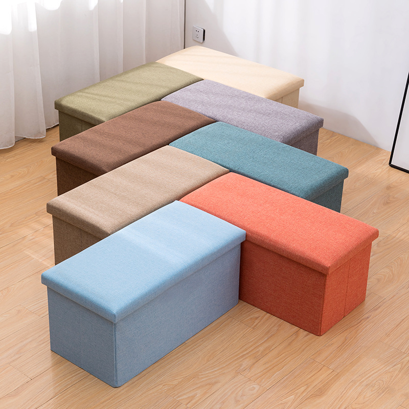 Simple Home Multi-Functional Creative Storage Stool Fabric Cotton and Linen Sofa Footstool Folding Storage Stool