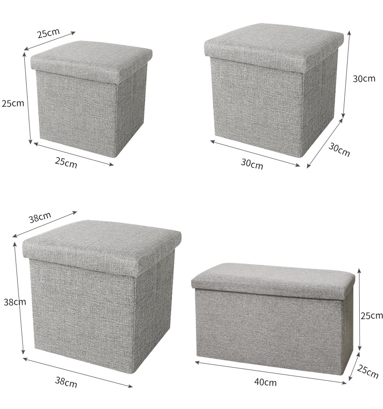 Simple Home Multi-Functional Creative Storage Stool Fabric Cotton and Linen Sofa Footstool Folding Storage Stool
