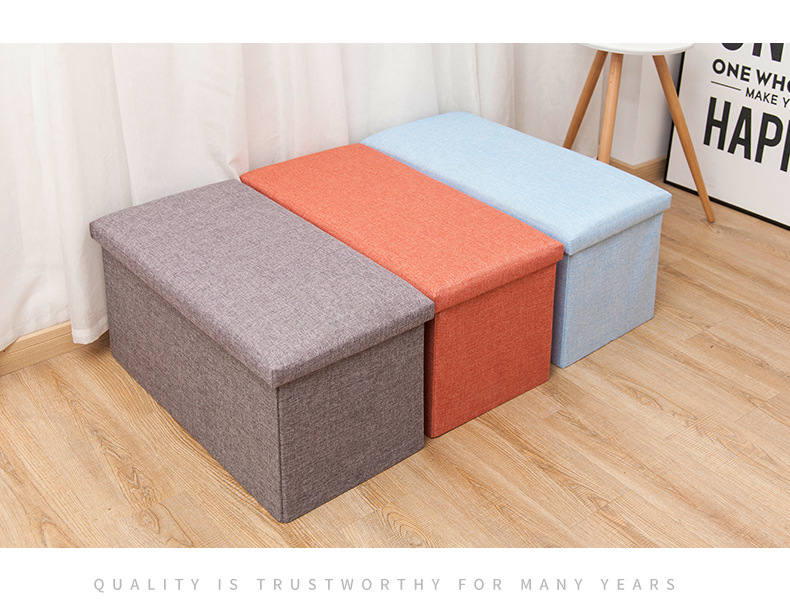 Simple Home Multi-Functional Creative Storage Stool Fabric Cotton and Linen Sofa Footstool Folding Storage Stool