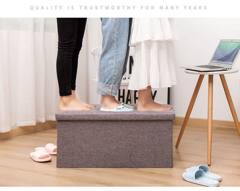 Simple Home Multi-Functional Creative Storage Stool Fabric Cotton and Linen Sofa Footstool Folding Storage Stool