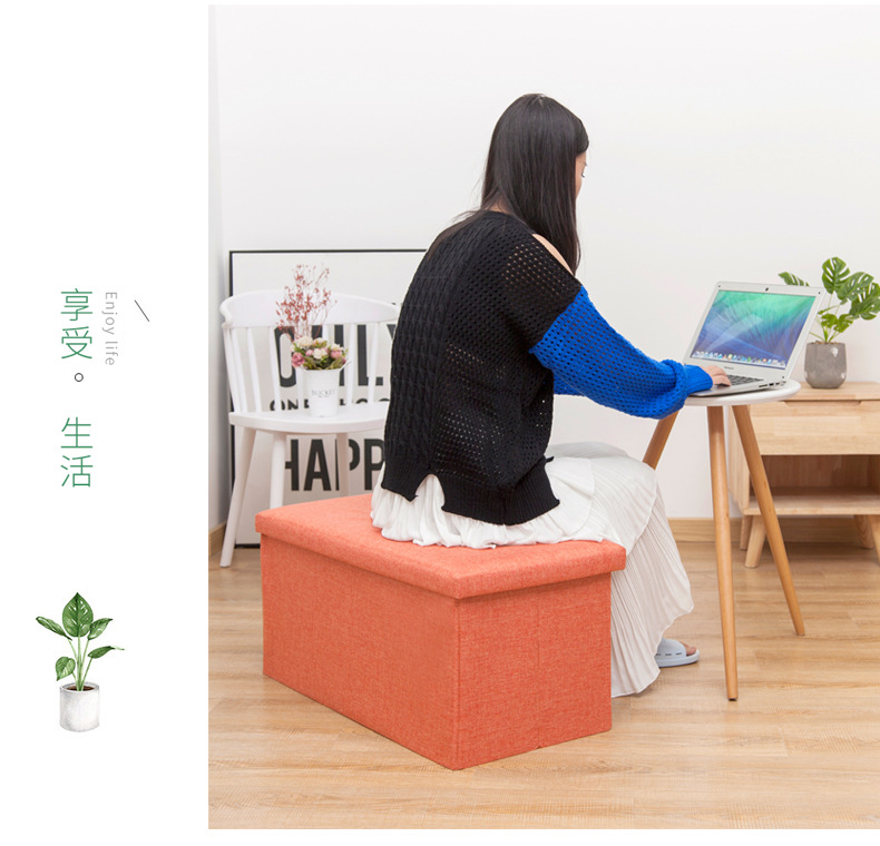 Simple Home Multi-Functional Creative Storage Stool Fabric Cotton and Linen Sofa Footstool Folding Storage Stool