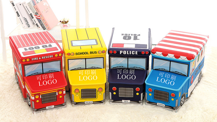 Square Folding Children's Storage Stool Storage Box Non-Woven Car Storage Stool Finishing Cartoon Toy Storage Box