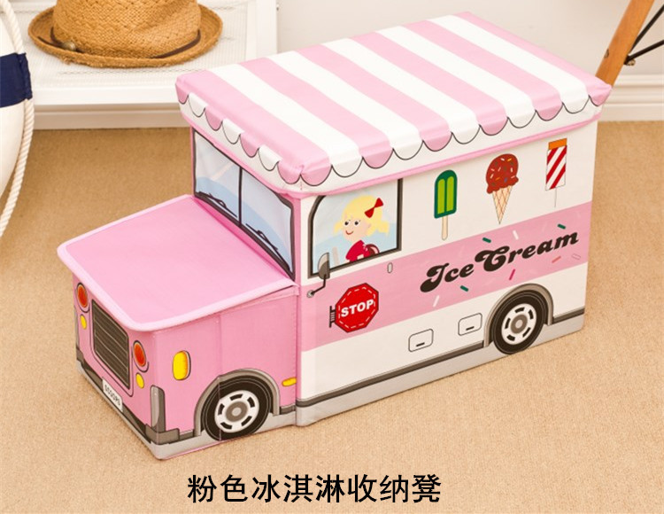 Square Folding Children's Storage Stool Storage Box Non-Woven Car Storage Stool Finishing Cartoon Toy Storage Box