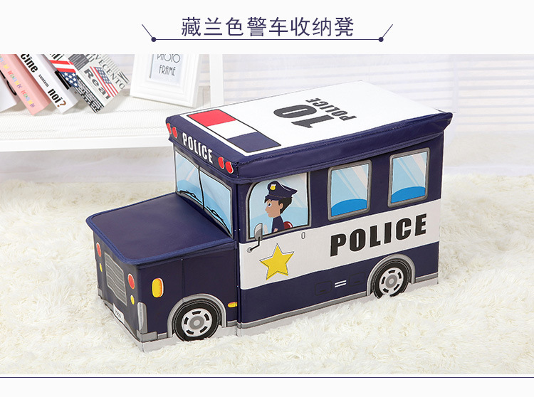 Square Folding Children's Storage Stool Storage Box Non-Woven Car Storage Stool Finishing Cartoon Toy Storage Box