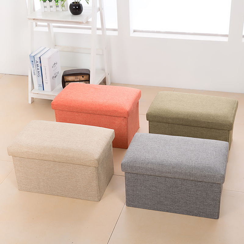 Jianmo Fabric Storage Stool Folding Shoe Change Stool Footstool Can Sit Covered Storage Box Stool Can Be Customized