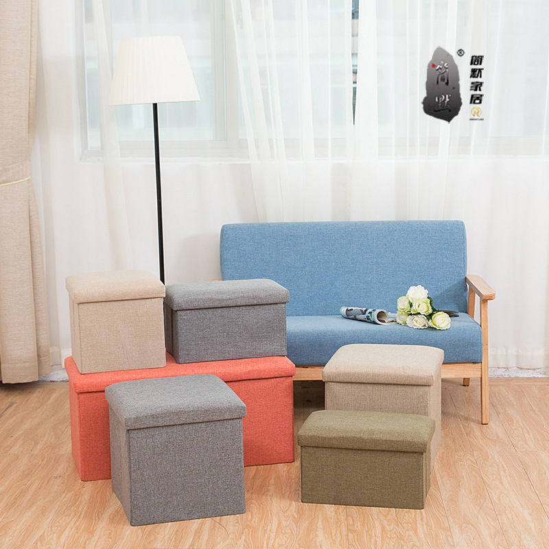 Jianmo Fabric Storage Stool Folding Shoe Change Stool Footstool Can Sit Covered Storage Box Stool Can Be Customized