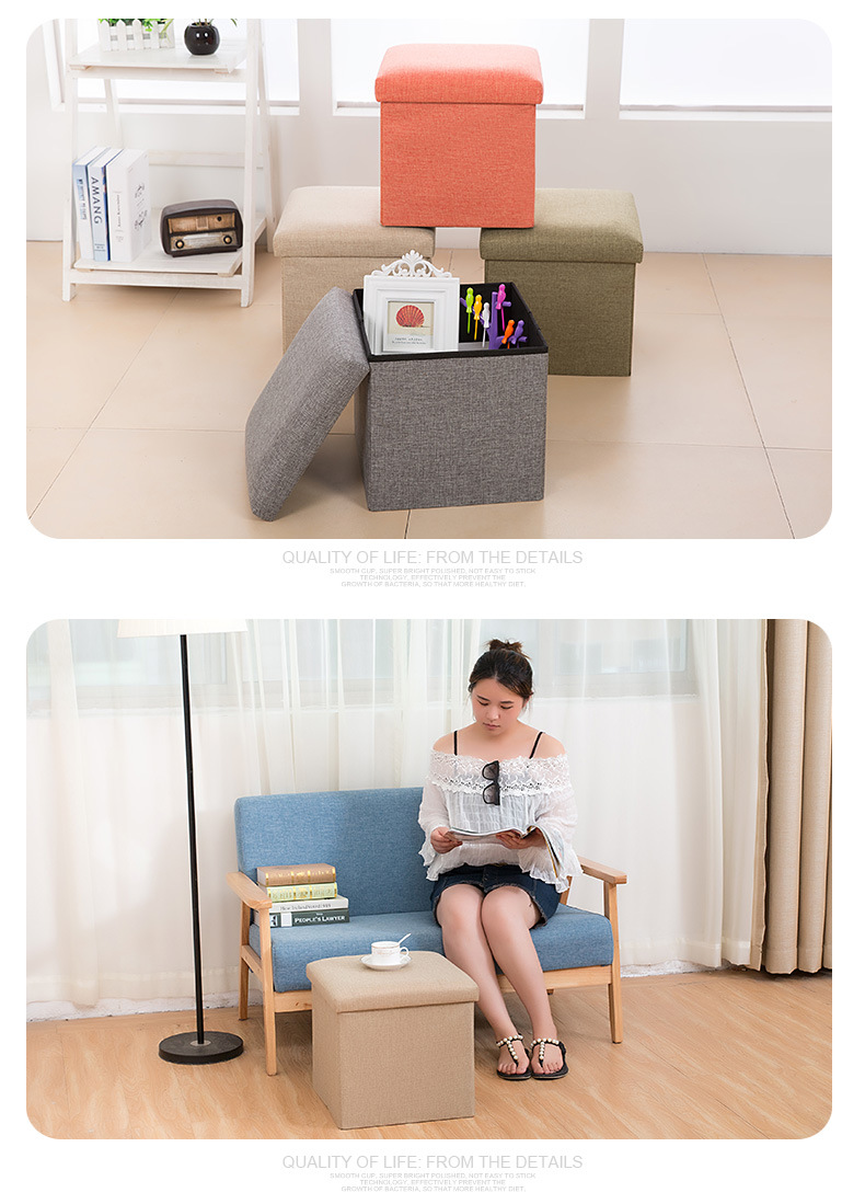 Jianmo Fabric Storage Stool Folding Shoe Change Stool Footstool Can Sit Covered Storage Box Stool Can Be Customized