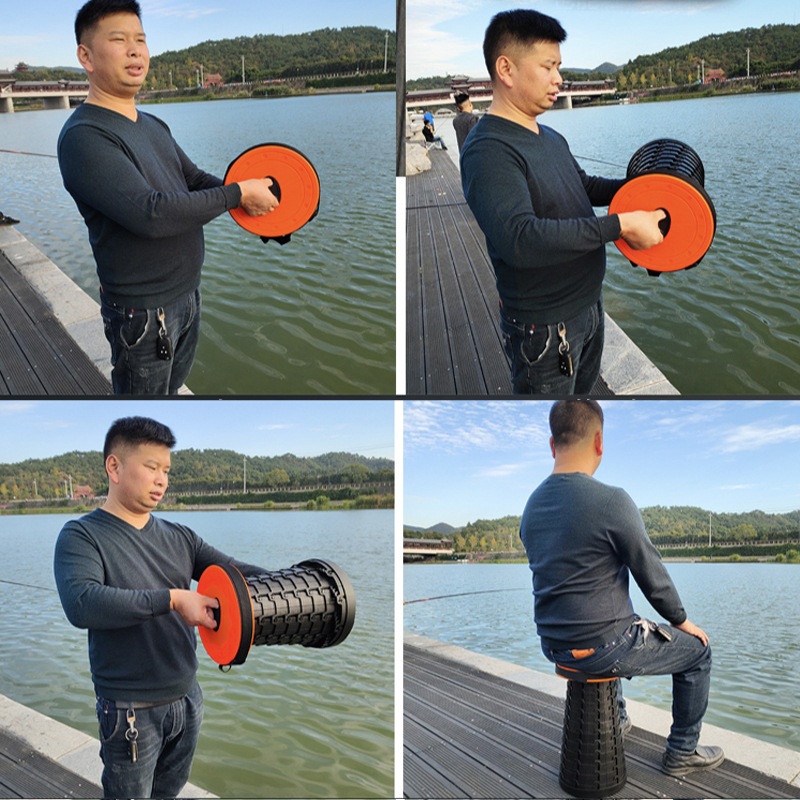 Tiktok Travel Folding Stool Portable Outdoor Adjustable Retractable Stool Rest Foot Shrink Seat Train Fishing Queuing Stool