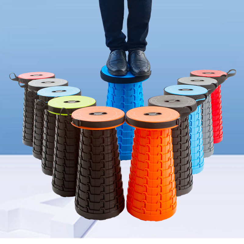 Tiktok Travel Folding Stool Portable Outdoor Adjustable Retractable Stool Rest Foot Shrink Seat Train Fishing Queuing Stool