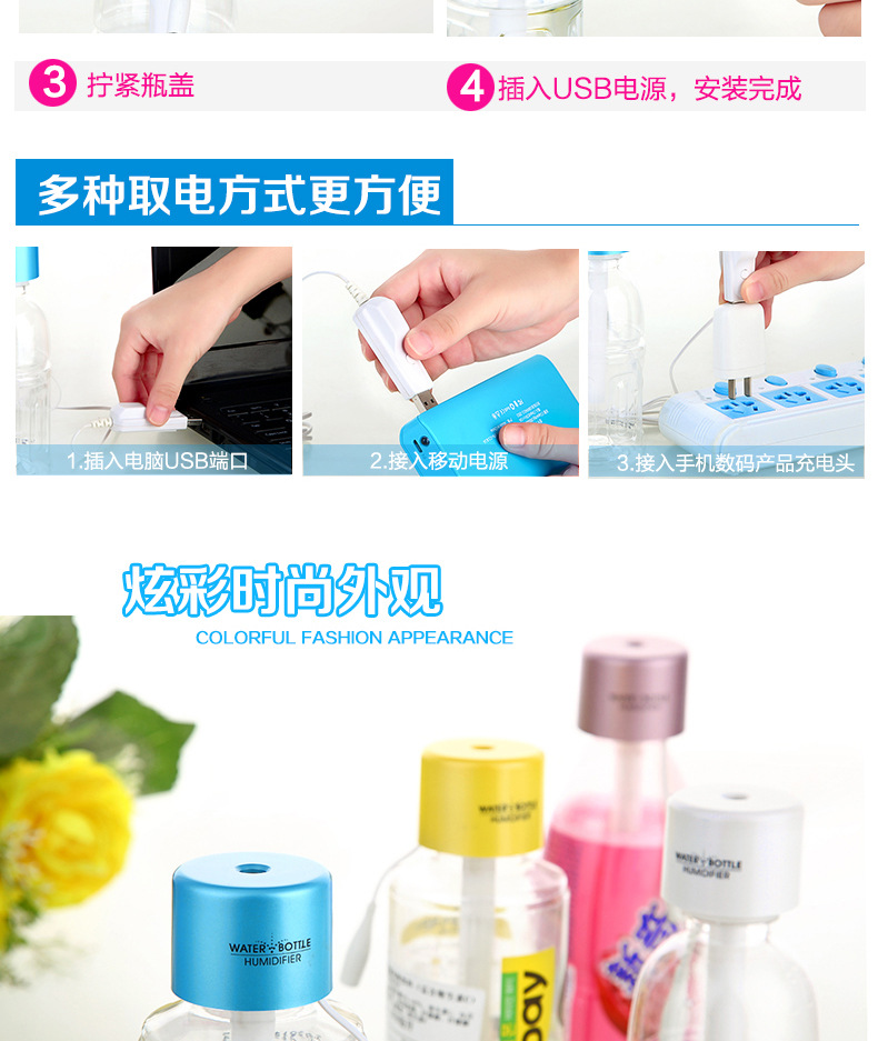 Bottle cover humidifier USB mini humidifier car creative new ultrasonic sprayer gift customization Bottle cover humidifier USB mini humidifier car creative new ultrasonic sprayer gift customization