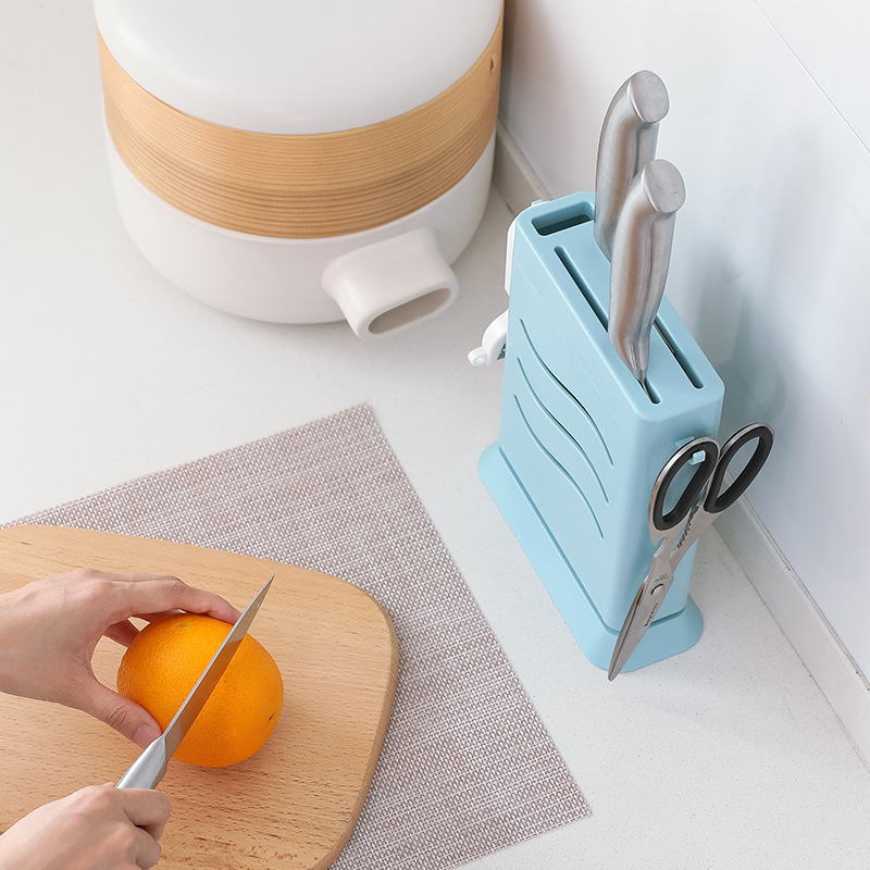 ThreeHole Knife Holder Kitchen Hollow Draining Kitchenware Storage Rack Dustproof and GrayProof Knife Storage Rack