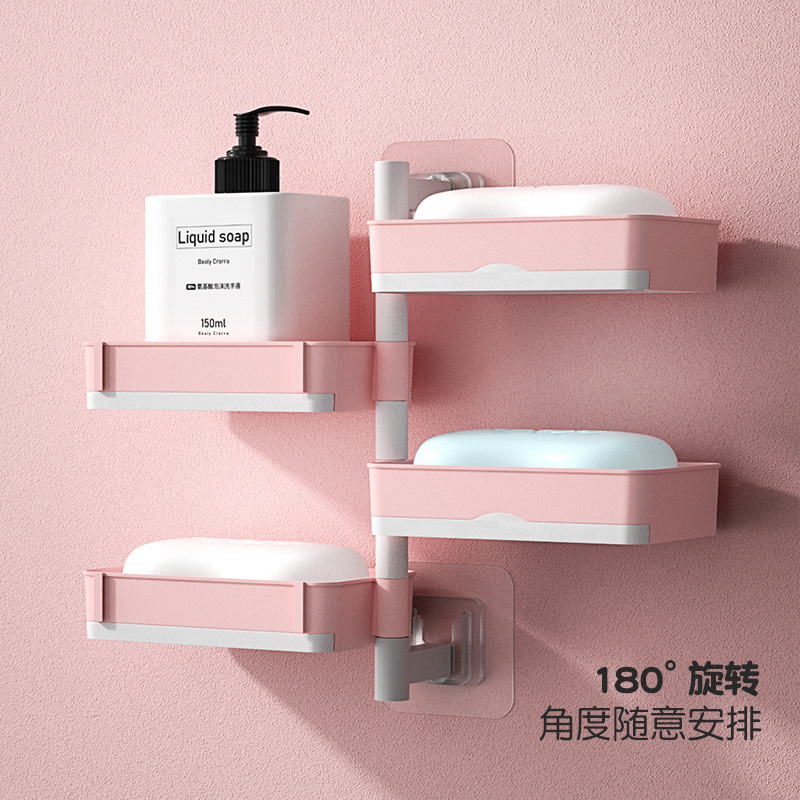 Soap Box Punch-Free Wall-Mounted Soap Dish Soap Bathroom Wash Supplies Storage Rack Toilet Toilet Draining Storage Rack
