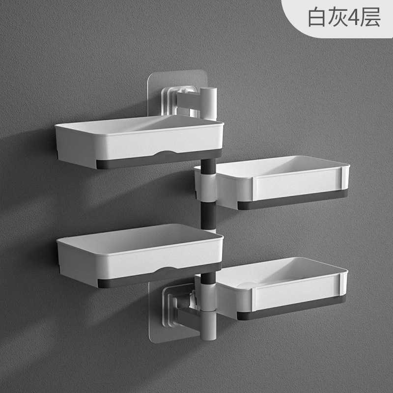 Soap Box Punch-Free Wall-Mounted Soap Dish Soap Bathroom Wash Supplies Storage Rack Toilet Toilet Draining Storage Rack