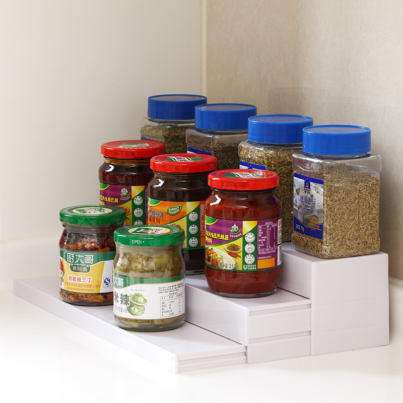 Triple-layer telescopic seasoning rack ABS seasoning storage rack Kitchen storage rack home storage 2019 new products